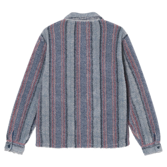 Stüssy Stripe Sherpa Shirt - Blue