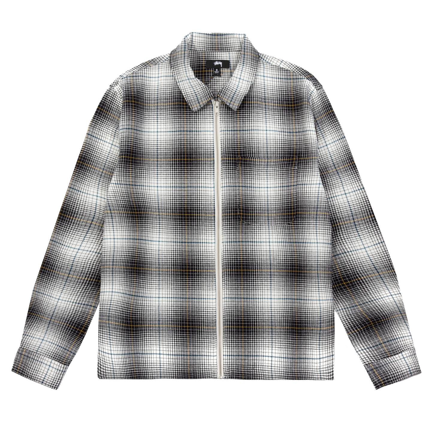 Stüssy Paul Shadow Plaid Zip Shirt - Black