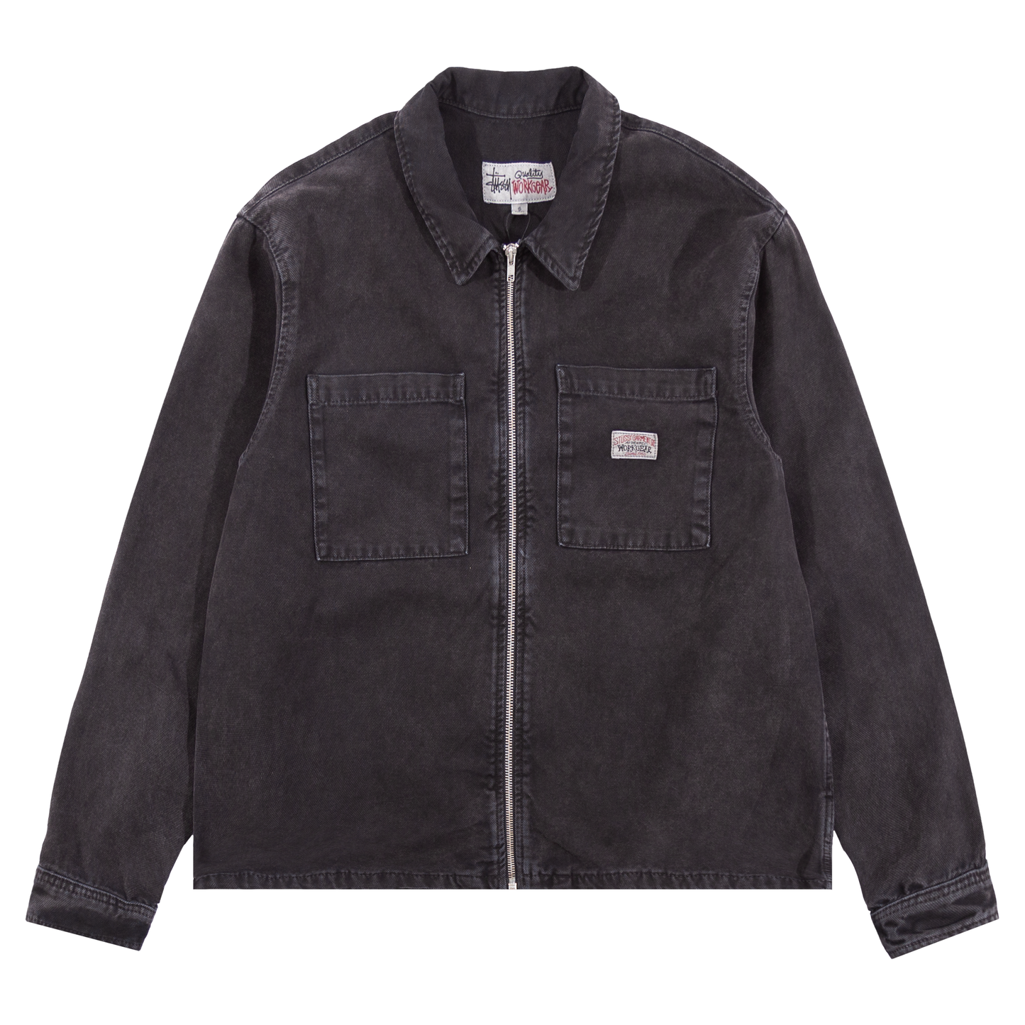 Stüssy Washed Canvas Zip Shirt - Black