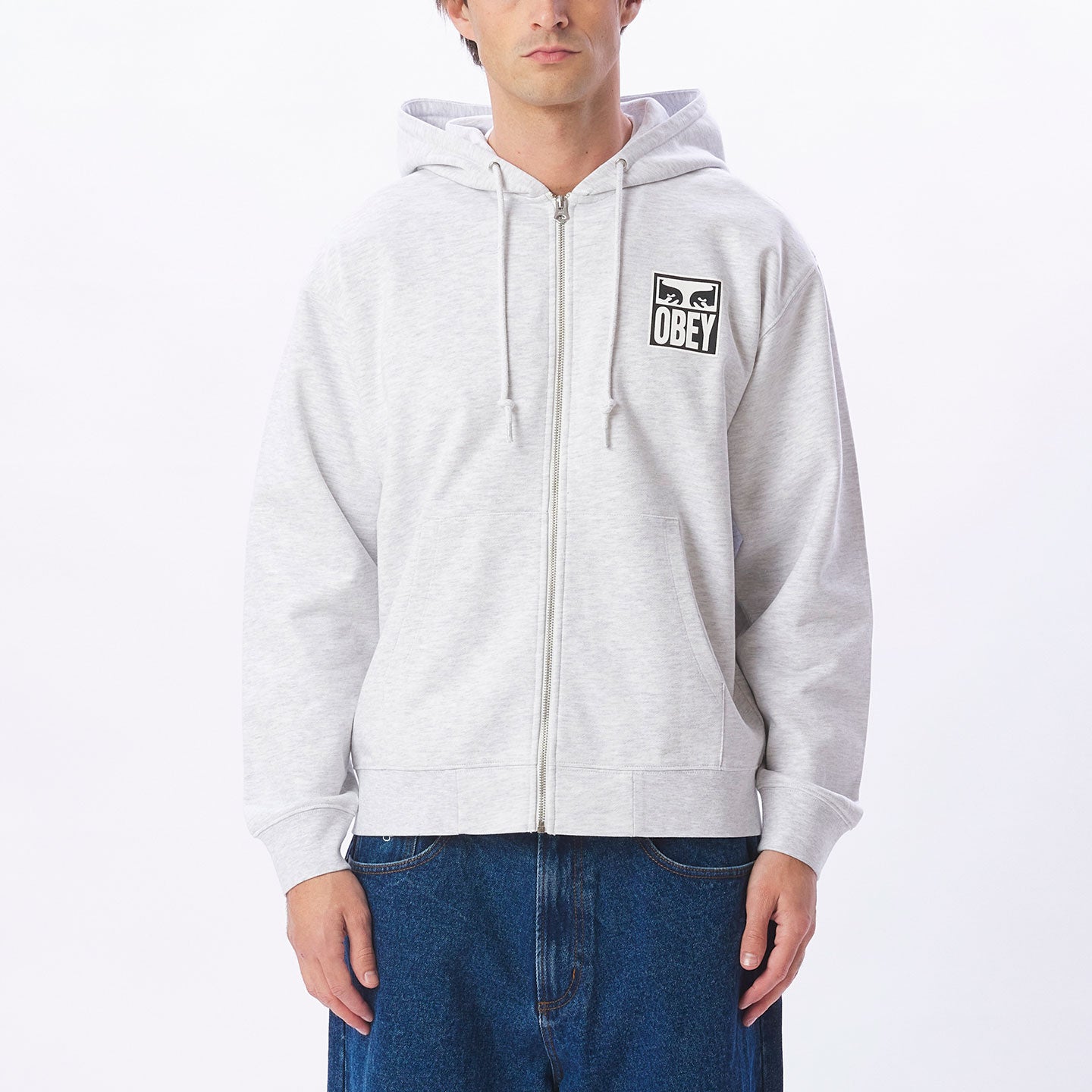 OBEY Eyes Icon 2 Zip Hoodie - Ash Grey