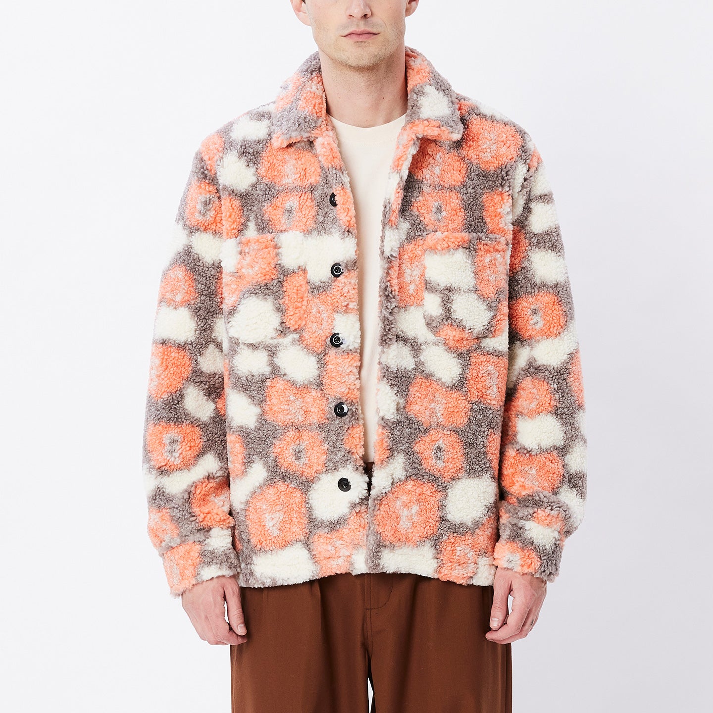 OBEY Romie Sherpa Jacket - Orange Oxide Multi