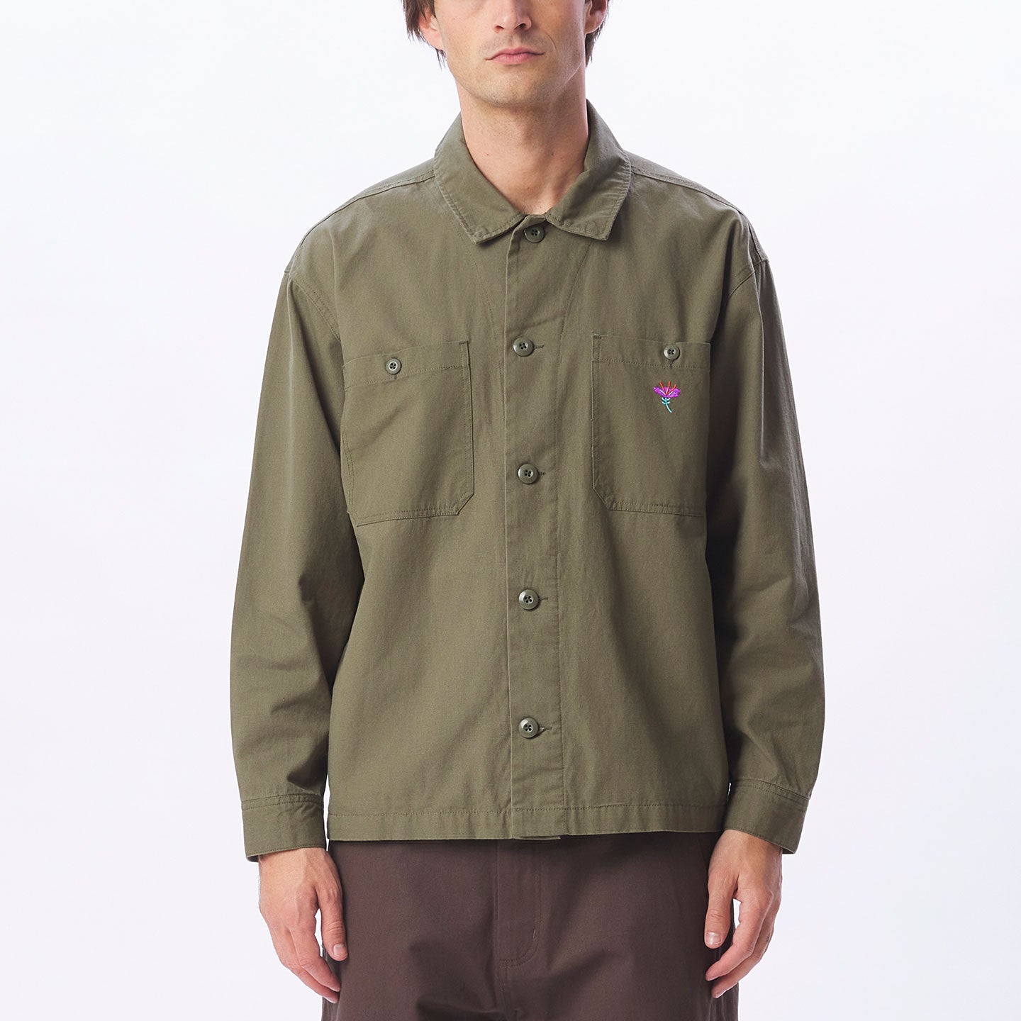 OBEY Contrast Shirt Jacket - Smokey Olive