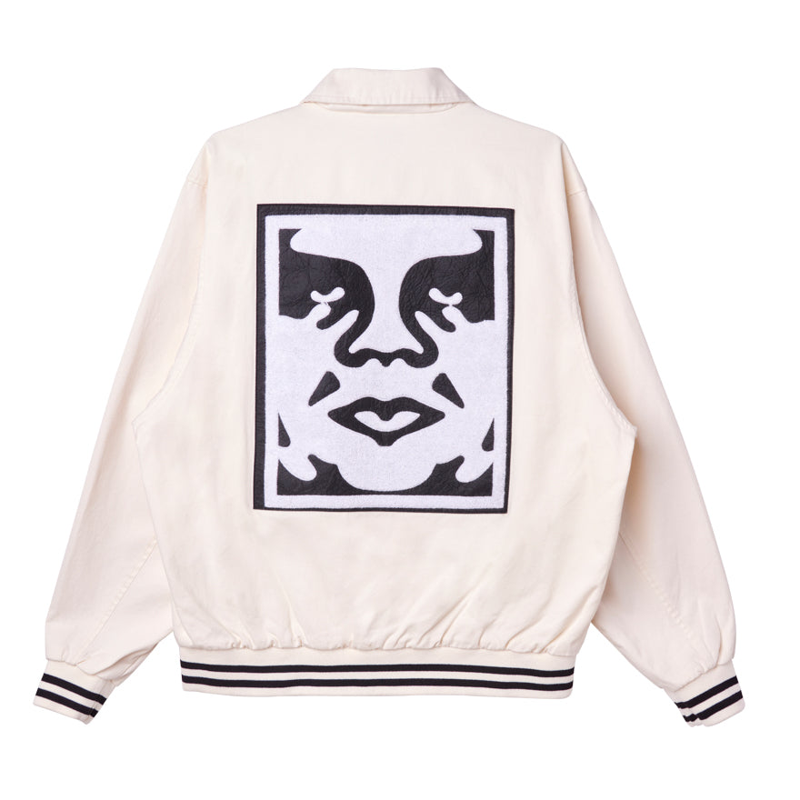 OBEY Icon Face Varsity Jacket - Unbleached