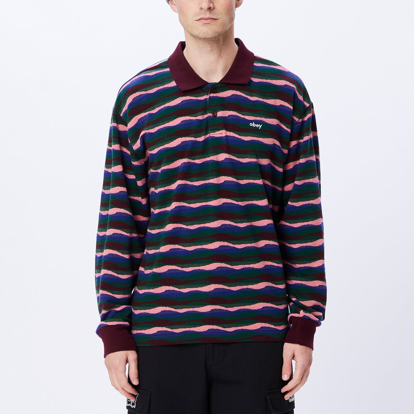 OBEY Monaco Jacquard Polo - Dark Cherry