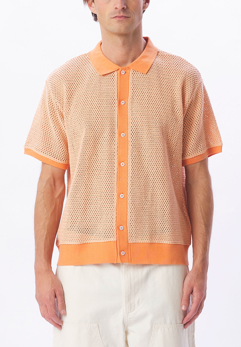 OBEY Grove Button-Up Polo - Peach Sand