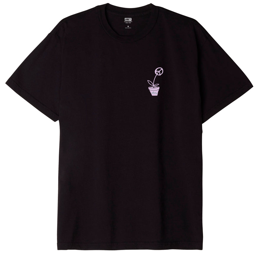 OBEY Peace Flower T-Shirt - Faded Black