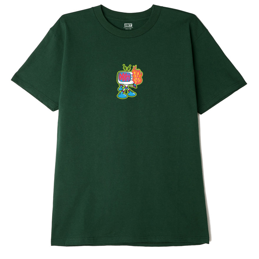 OBEY Flame Fingers T-Shirt - Forest Green