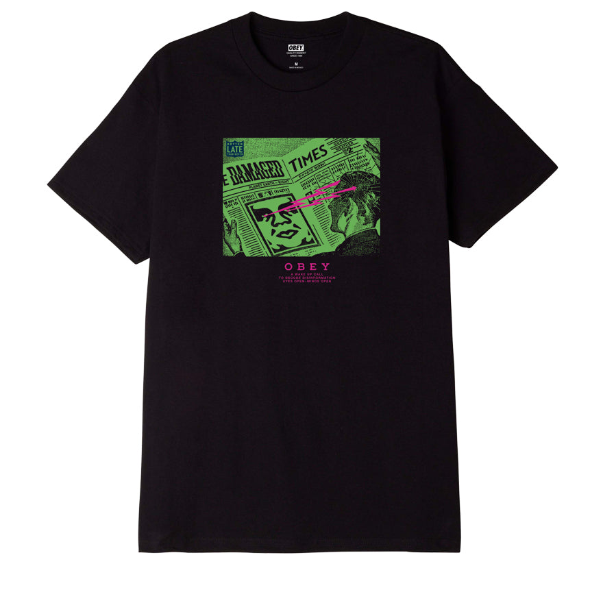 OBEY Wake Up Call T-Shirt - Black