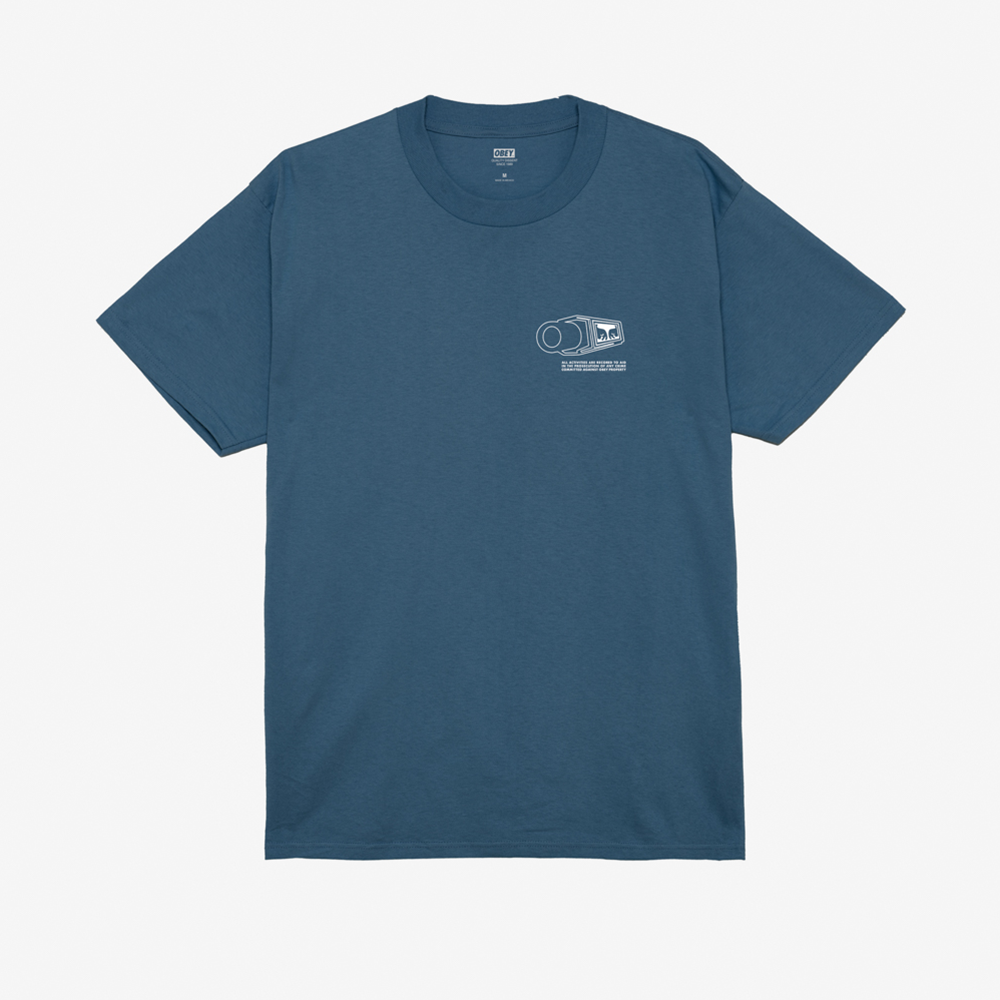 Obey Warning Tee - Harbour Blue