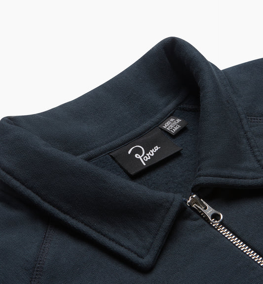 By Parra Birdface Font P Half Zip Polo Sweatshirt - Navy Blue