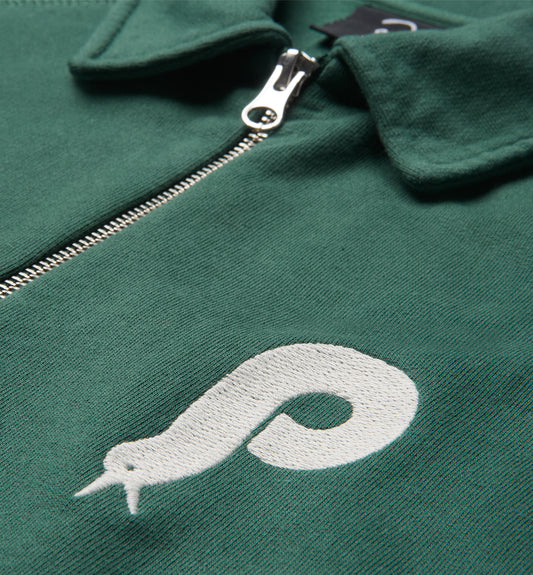 By Parra Birdface Font P Half Zip Polo Sweatshirt - Green