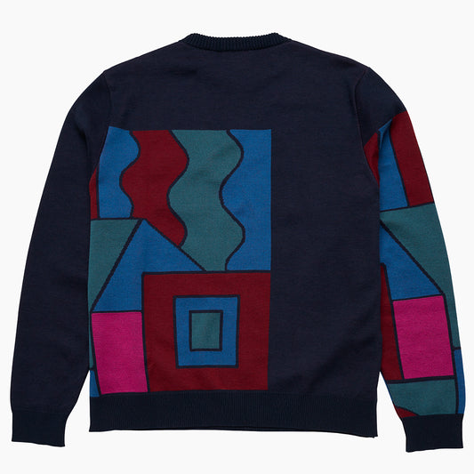 By Parra Blocked Landscape Knit - Navy