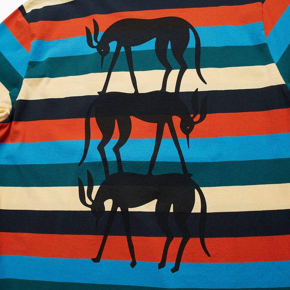 By Parra Stacked Pets On Stripes T-Shirt - Multi