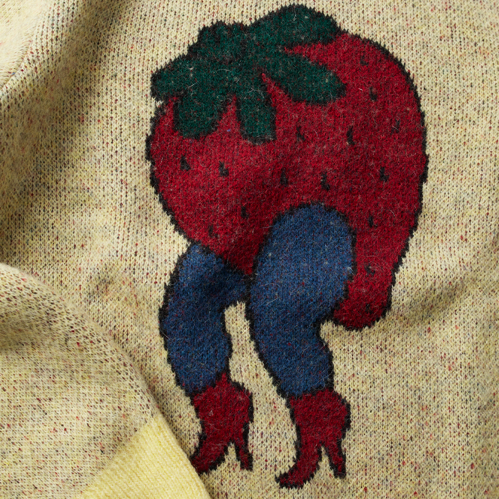 By Parra Stupid Strawberry Pullover - Yellow