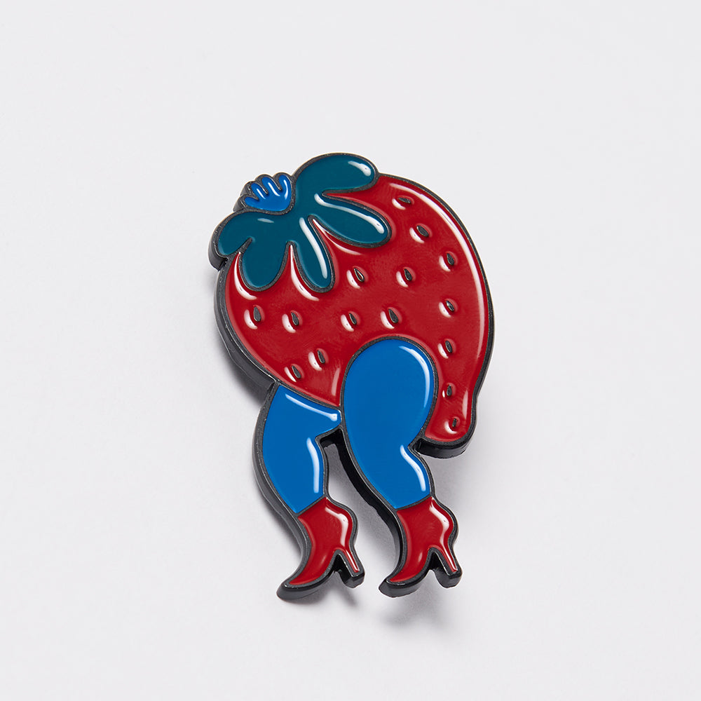 By Parra Stupid Strawberry Enamel Pin - Red