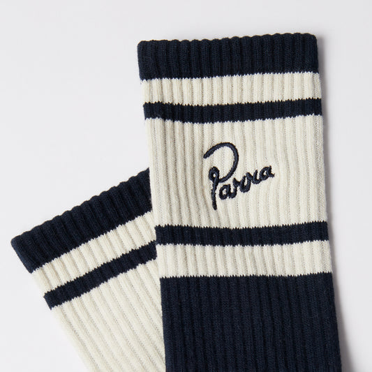 By Parra Signature Striped Crew Sock - Navy Blue
