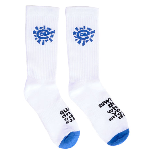 Always Do What You Should Do Blue Sun Sock - White