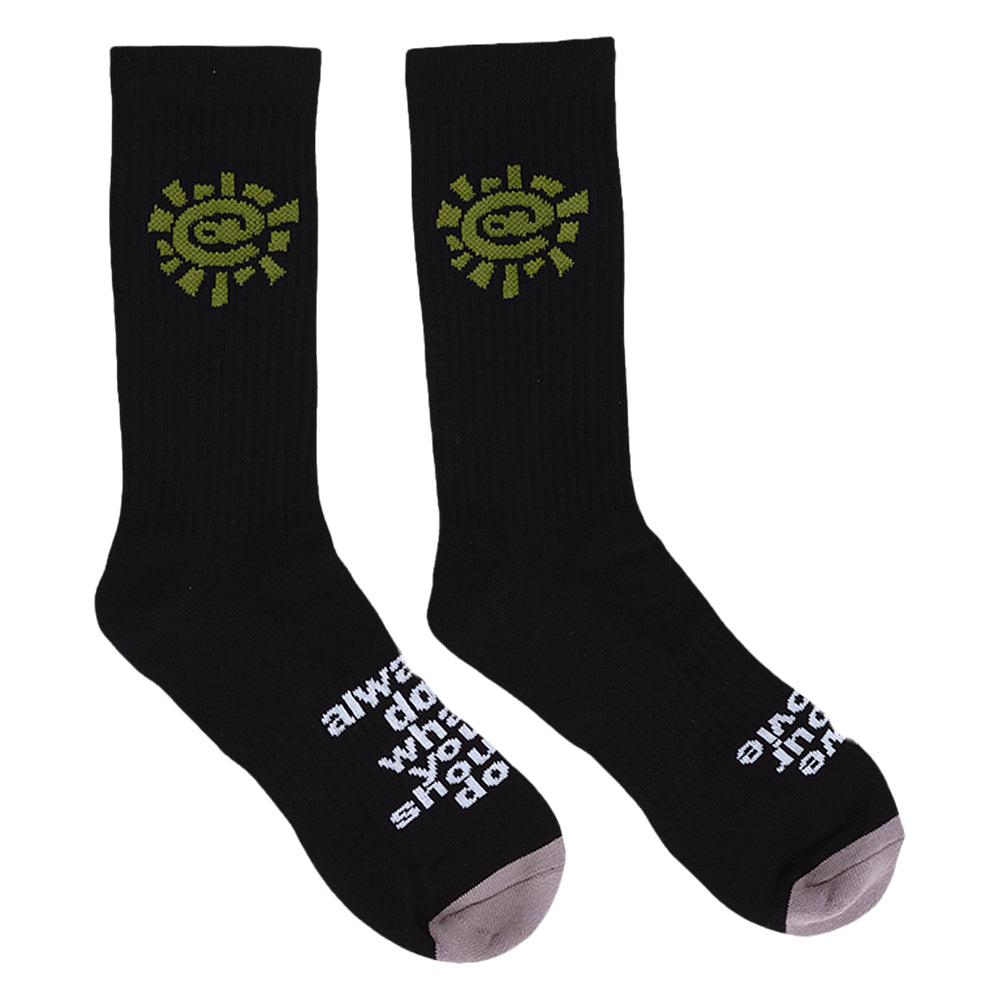 Always Do What You Should Do Green Sun Sock - Black