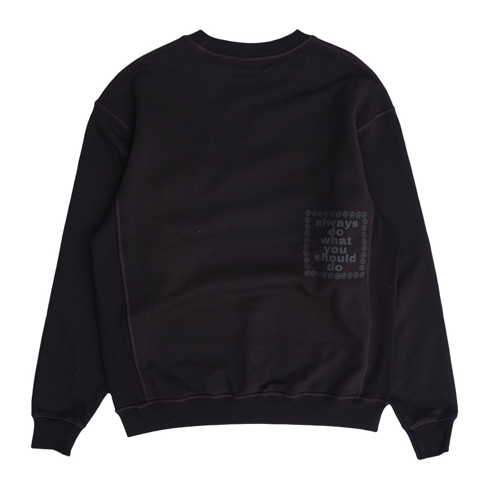 Always Do What You Should Do Zach Logo Emb. Crewneck - Black