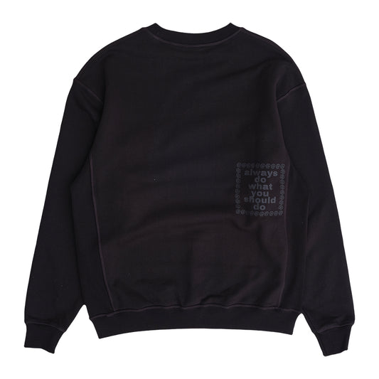 Always Do What You Should Do Zach Logo Emb. Crewneck - Black