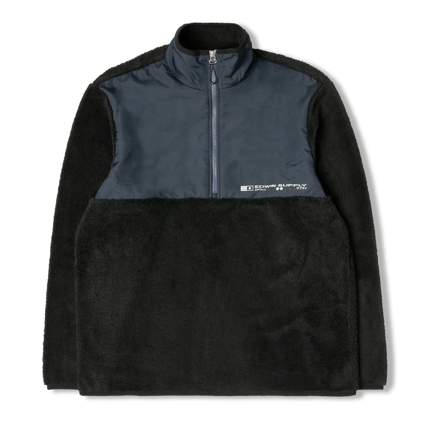 Edwin Kaiteki Half Zip Fake Fur Sweatshirt - Black