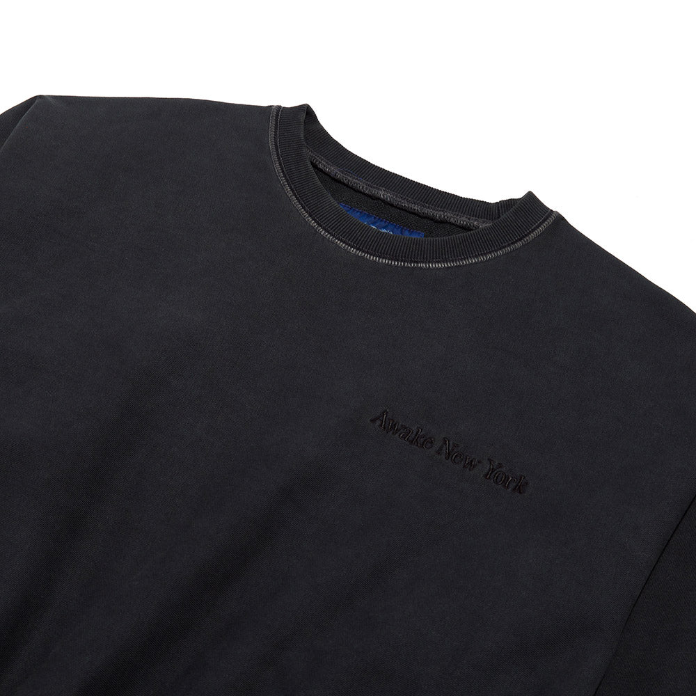 Awake NY Pigment Dyed Embroidered Sweatshirt - Black