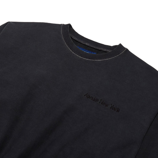 Awake NY Pigment Dyed Embroidered Sweatshirt - Black