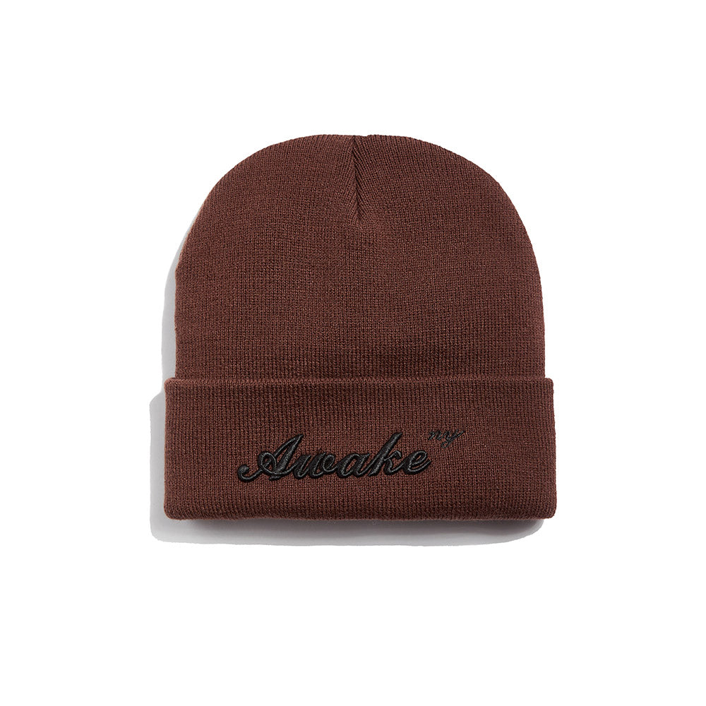 Awake NY Script Logo Beanie - Mocha