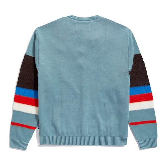 Awake NY Striped Mohair Sleeve Cardigan - Teal Multi