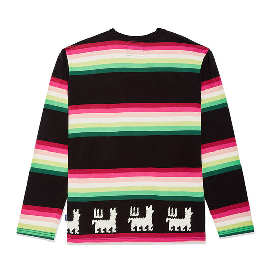 Awake NY Striped Llama LS T-Shirt - Black Multi