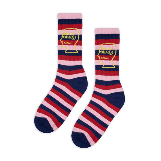 Brain Dead Striped Logo Head Sock - Navy
