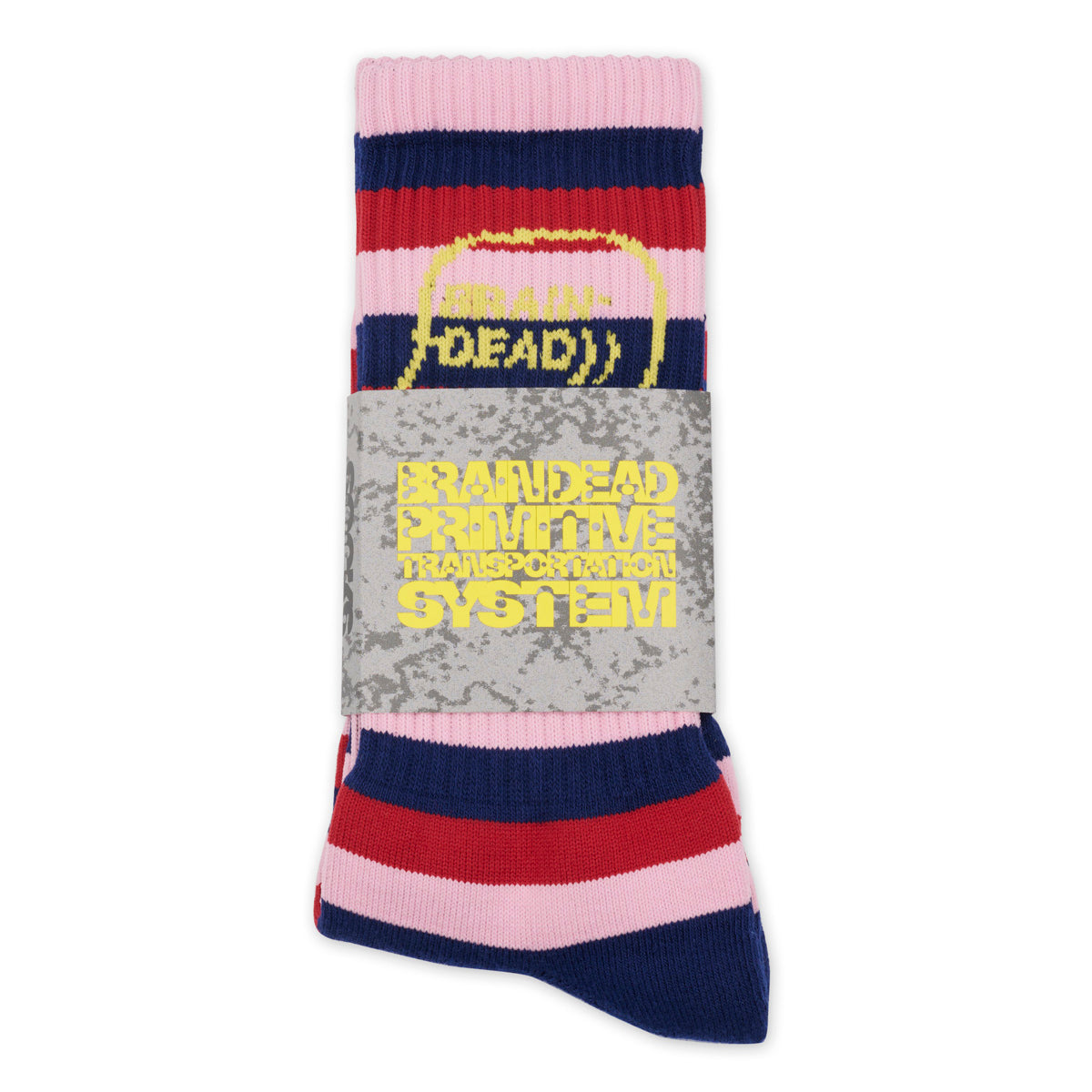 Brain Dead Striped Logo Head Sock - Navy