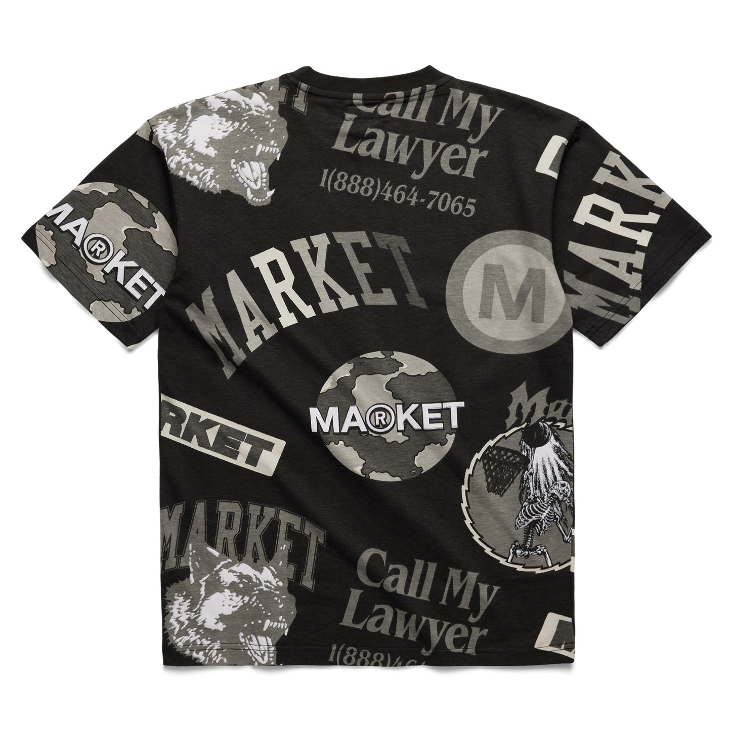 MARKET Monogram AOP Greyscale T-Shirt - Black