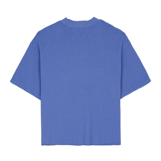 Brain Dead Boxy Pique Mock Neck Tee - Blue