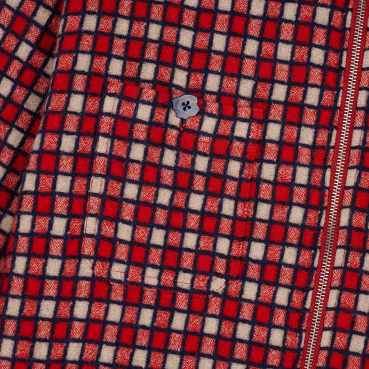 Brain Dead Check Mate Flannel Zip Shirt - Red