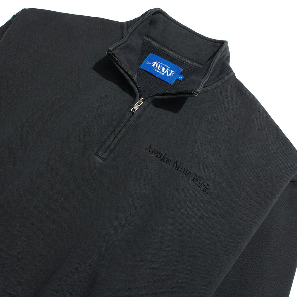 Awake NY Embroidered Logo 1/4 Zip Sweat - Black