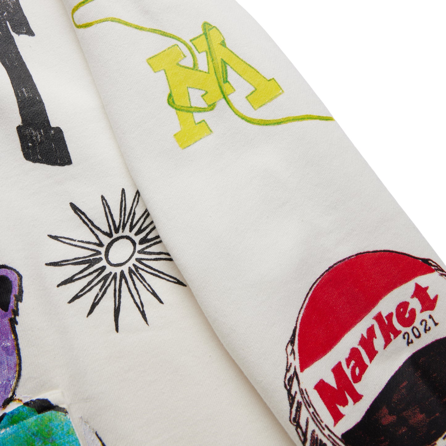 MARKET Varsity Hand Drawn Hoodie - Cream