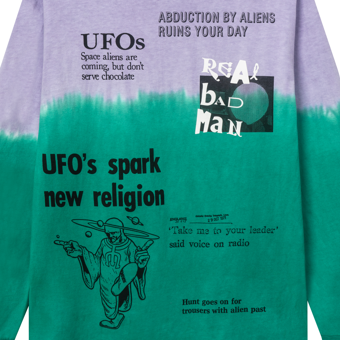 Real Bad Man Extraterrestrial Shit LS T-Shirt - Pink Green