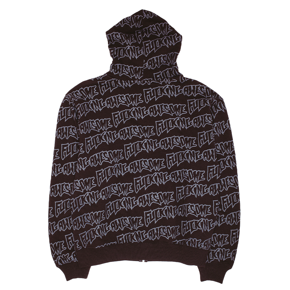 FA AOP Stamp Zipped Hoodie - Black
