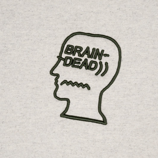 Braindead Fleece Logo Head Raglan Hoodie - Oatmeal Green