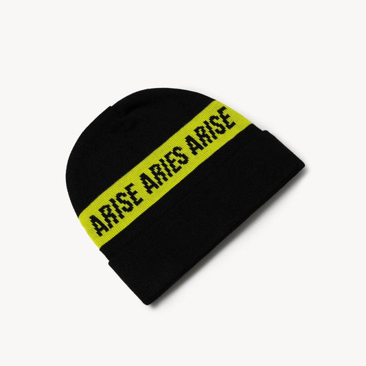 Aries Arise Logo Tape Beanie - Black