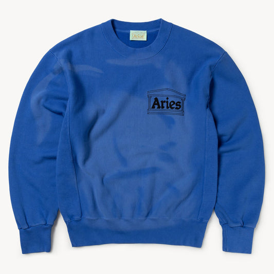Aries Arise Sunbleached Cross Grain Temple Sweat - Blue