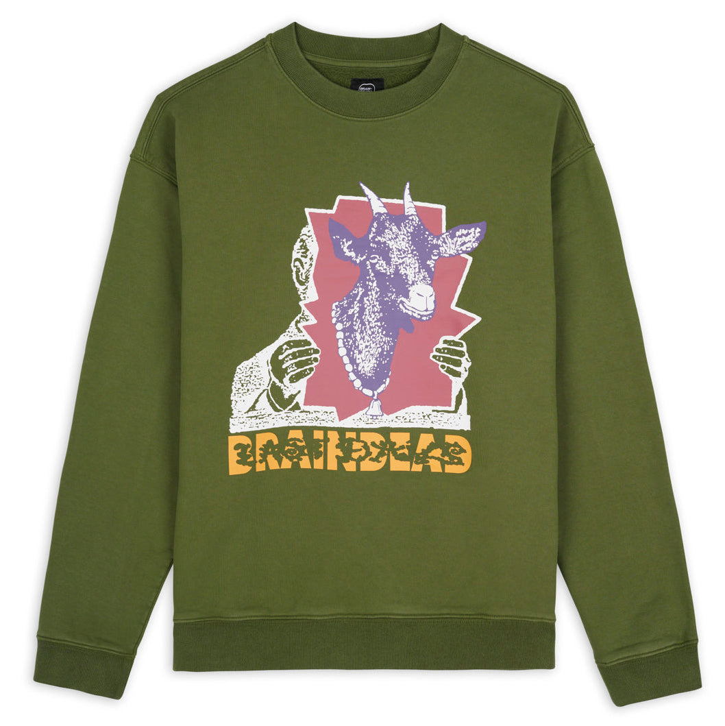 Brain Dead Goat Lady Crewneck - Green