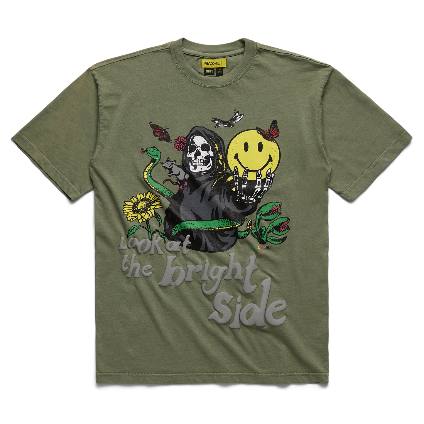 MARKET Smiley Look At The Bright Side T-Shirt - Sage