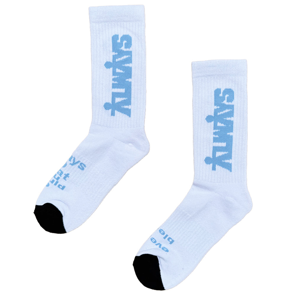 ADWYSD Human Sock - White Baby Blue
