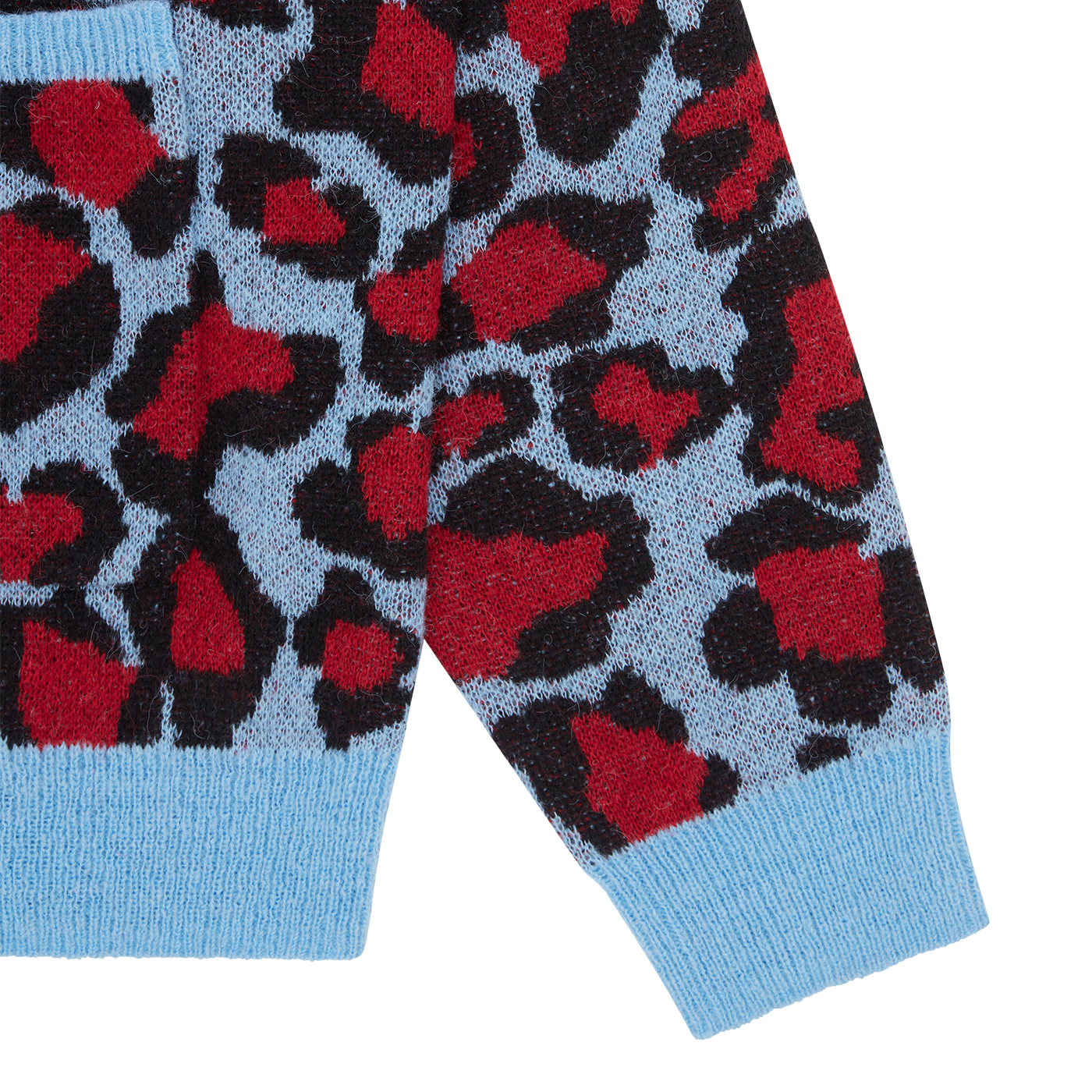 ICECREAM Leopard Knitted Cardigan - Red Blue