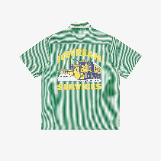 ICECREAM Services 1/4 Zip Work Shirt - Green White