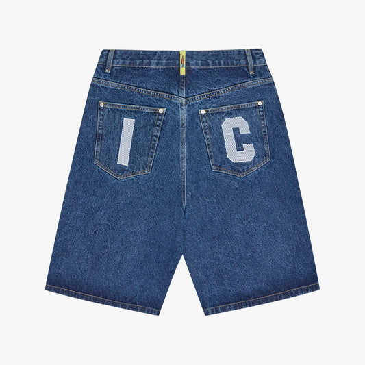 ICECREAM Running Dog Triple Scoop Short - Mid Wash Blue Denim