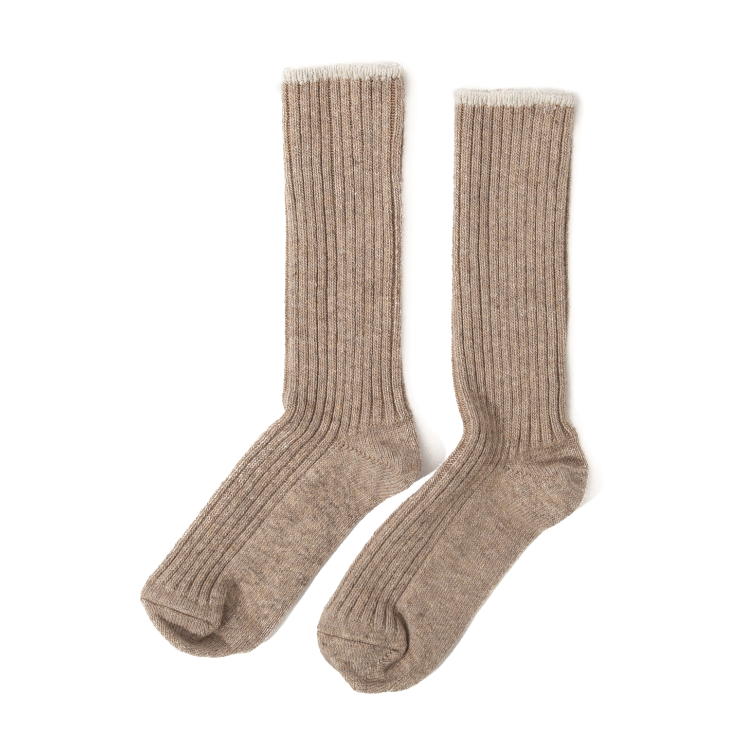 RoToTo Recycle W/PL Ribbed Crew Socks - Beige