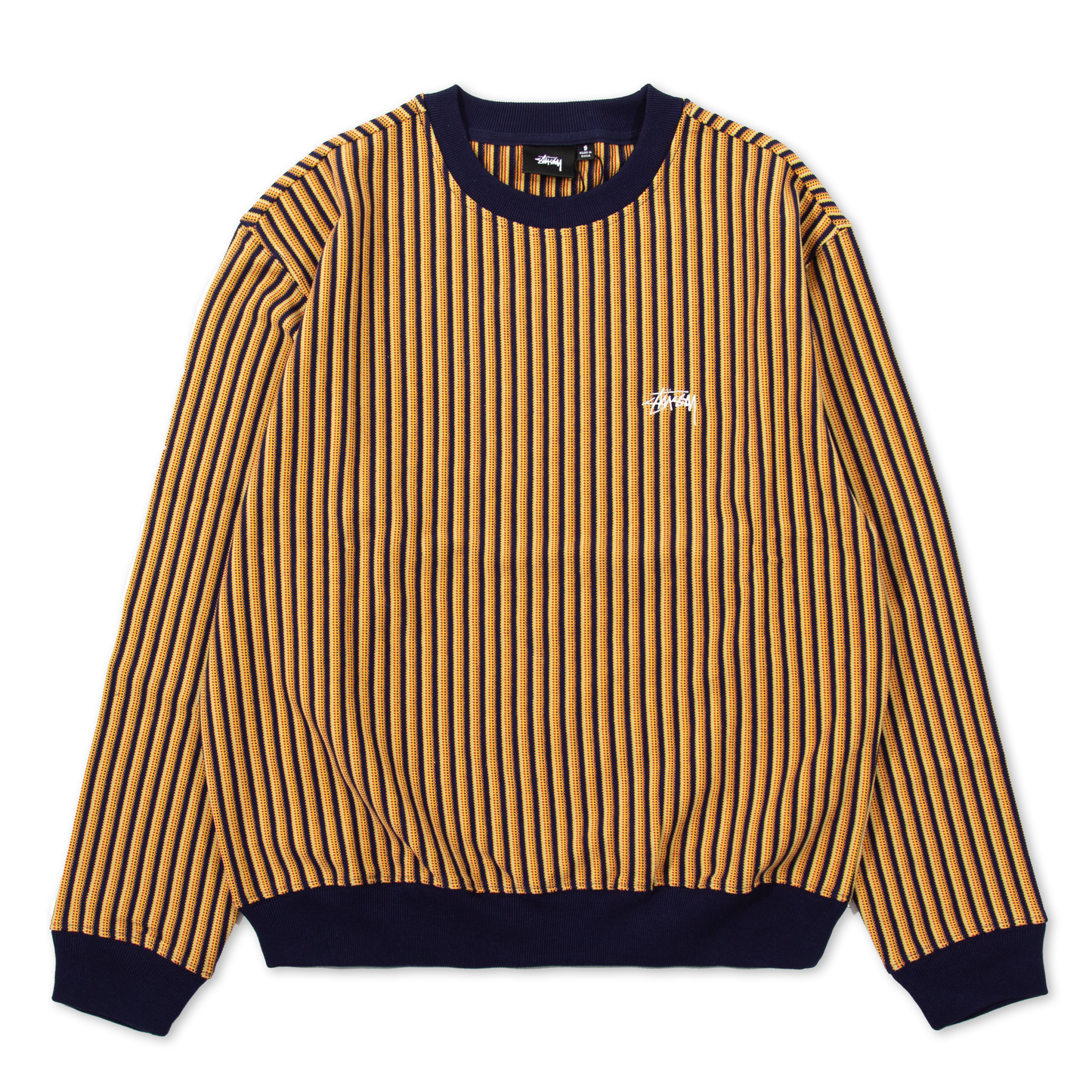 Stüssy Vertical Dot Striped Crew - Navy